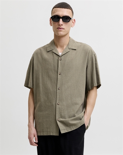 Jack & Jones - JJESummer Linen Blend Resort Skjorte - Dusty Olive